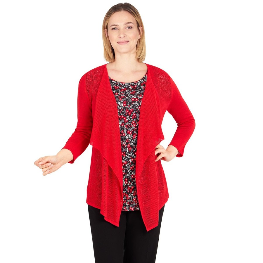 Best * Deals Emaline Sweaters & Cardigans Plus Size Eamline Key Items 3/4 Sleeve Drape Front Cozy Cardigan