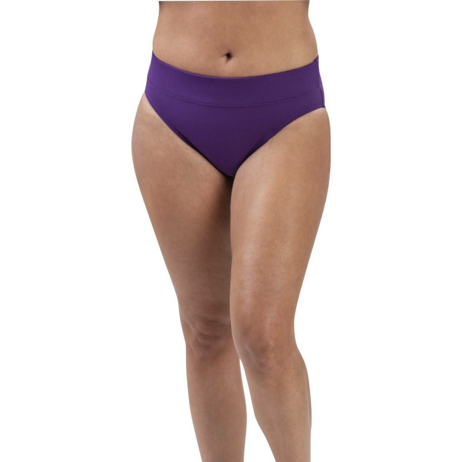 Clearance * Promo Swim Bottoms Womens Dolfin Aquashape Solid Moderate Brief Swimsuit Bottom Purple