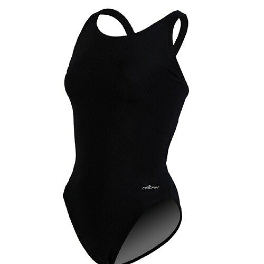 Clearance * Outlet Womens Dolfin Team Solid Hp Back One Piece Swimsuit Black