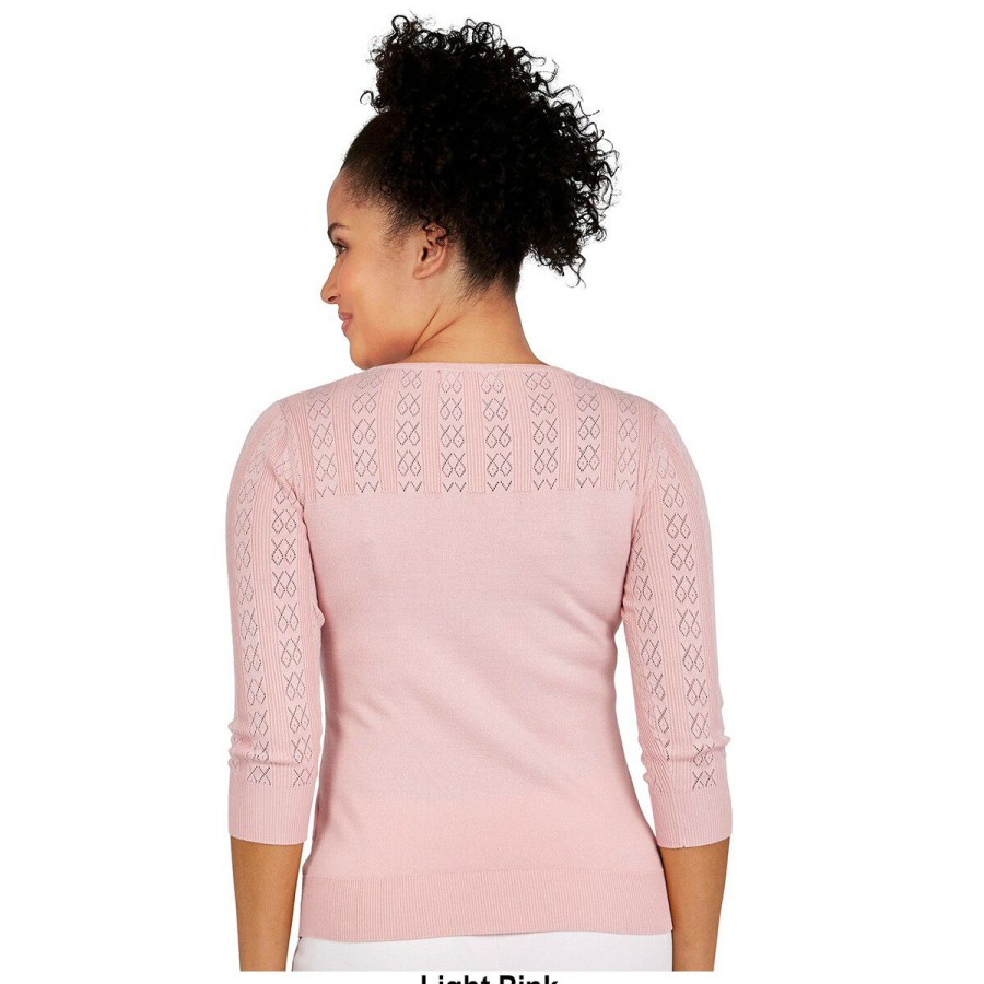 Best * Coupon Sweaters & Cardigans Womens Emaline 3/4 Sleeve Pullover Sweater Light-Pink