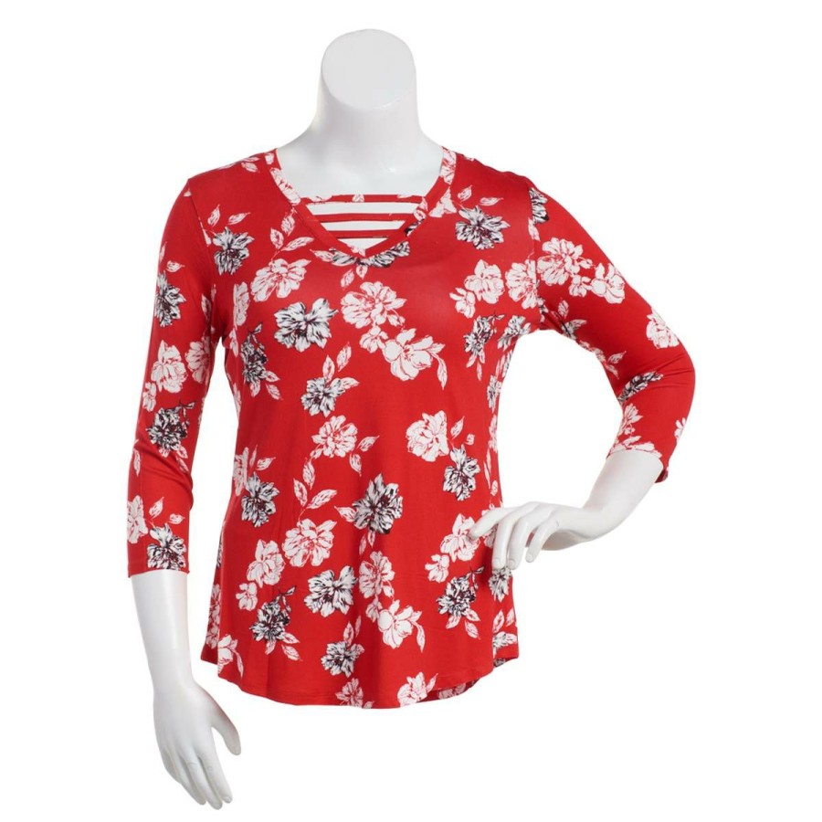 Hot * Budget Tops Womens Emaline Key Items 3/4 Sleeve Floral Top Apple/Multi