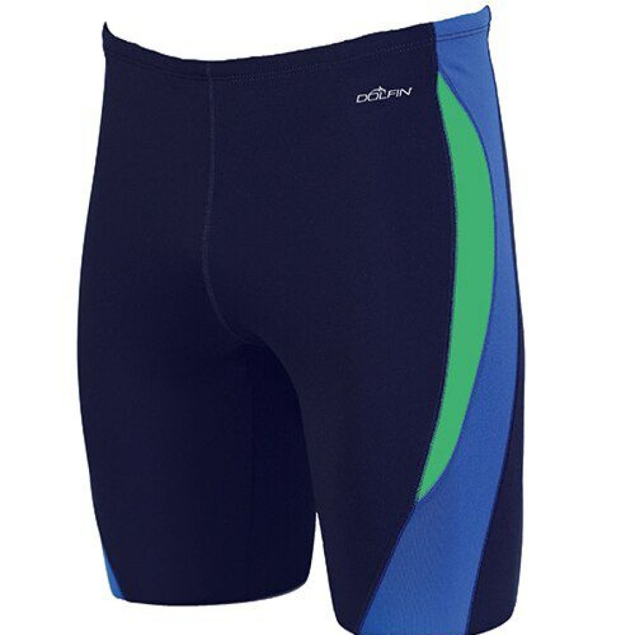 Wholesale * Cheapest Swimsuits Mens Dolfin All Poly Team Jammer Swim Trunks Navy/Blue/Green Navy-/-Blue-/-Green