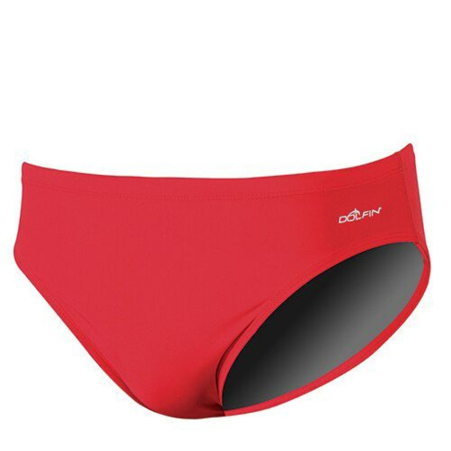 Hot * Cheapest Swimsuits Mens Dolfin Solid All Poly Racer Swim Briefs Red