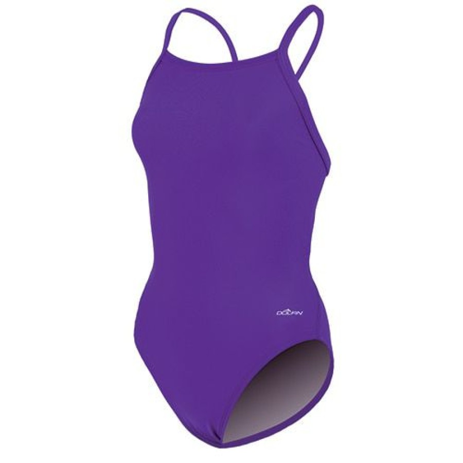 Clearance * Cheapest Womens Dolfin Team Solid V2 Back One Piece Swimsuit Purple