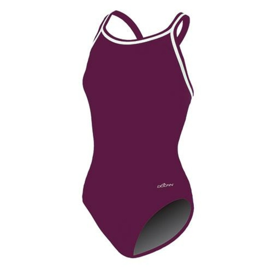 Clearance * Promo Womens Dolfin Team Solid Dbx Back One Piece Swimsuit Maroon