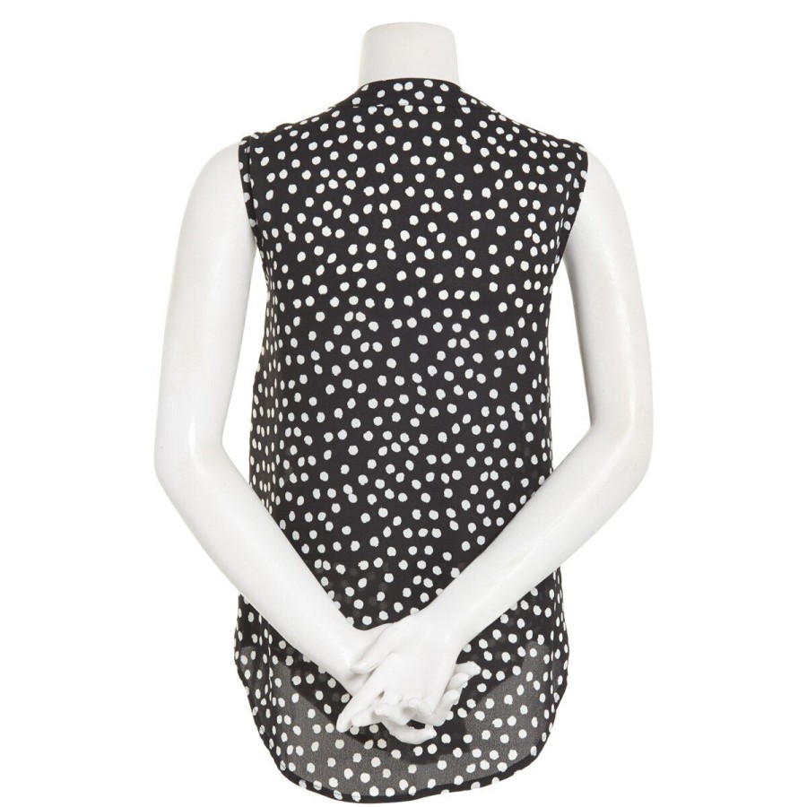 Best * Cheapest Tops Womens Emaline Essentials Sleeveless V-Neck Polka Dot Blouse Black-White-Dots