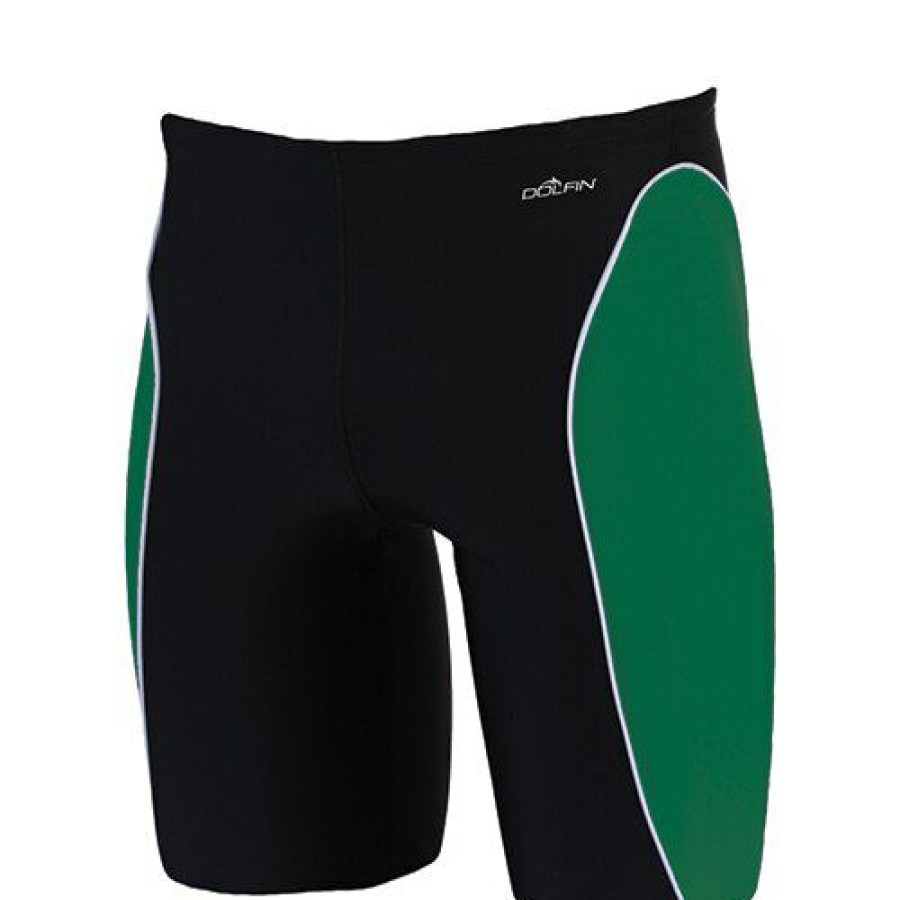 Best * Promo Swimsuits Mens Dolfin Team Panel Swim Trunks Black/Green/White Black-/-Green-/-White