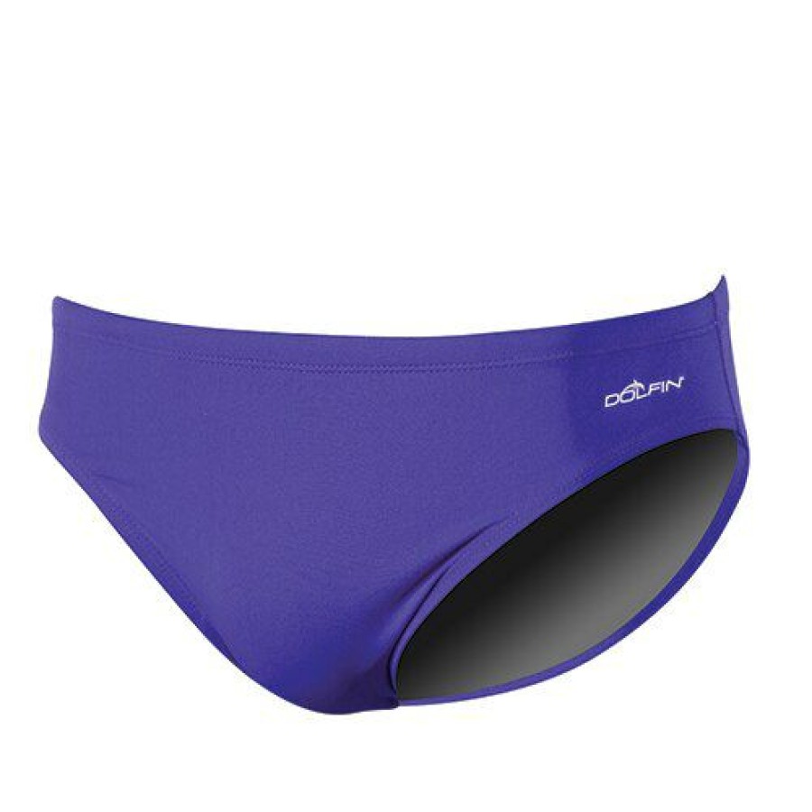 Clearance * Promo Swimsuits Mens Dolfin Solid All Poly Racer Swim Briefs Purple