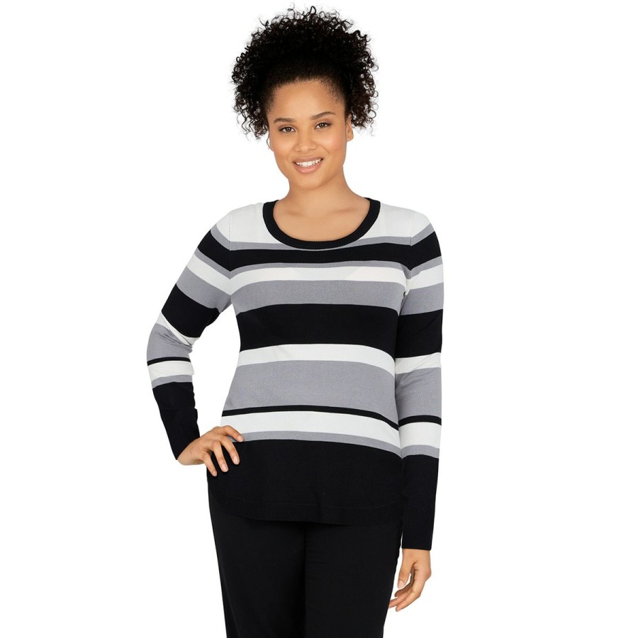 Clearance * Promo Sweaters & Cardigans Womens Emaline Manitoba Long Sleeve Stripe Sweater Black/Multi