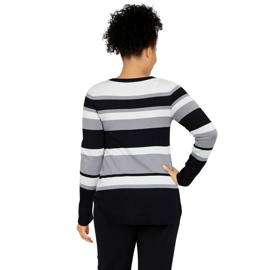 Clearance * Promo Sweaters & Cardigans Womens Emaline Manitoba Long Sleeve Stripe Sweater Black/Multi