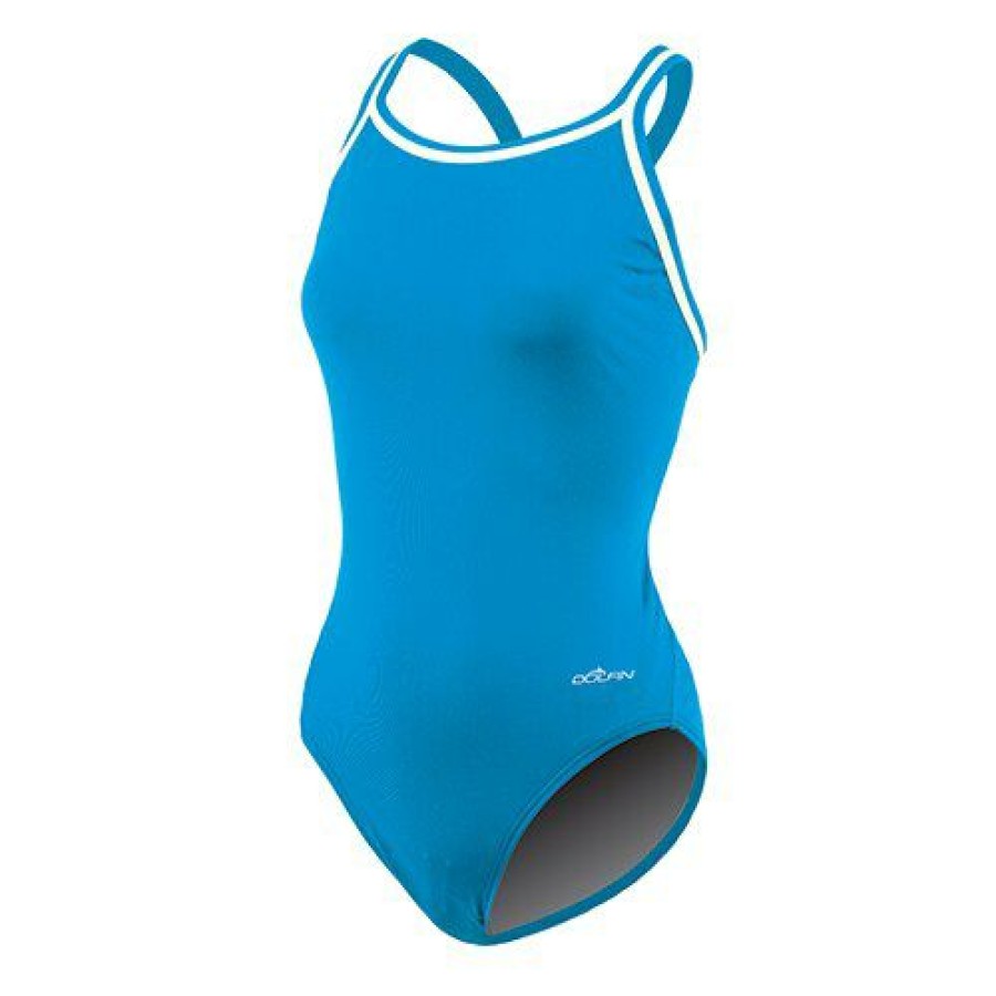 New * Outlet Womens Dolfin Team Solid Dbx Back One Piece Swimsuit Turquoise