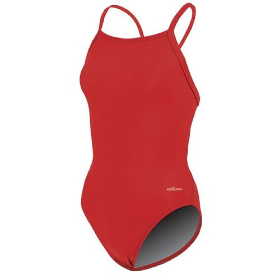 Clearance * Hot Sale Womens Dolfin Team Solid V2 Back One Piece Swimsuit Red