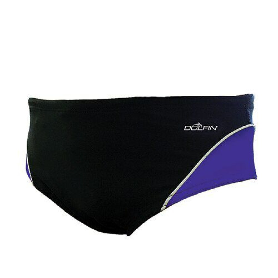 Hot * Discount Swimsuits Mens Dolfin Racer Swim Briefs Black / Purple / White Black/Purple/White