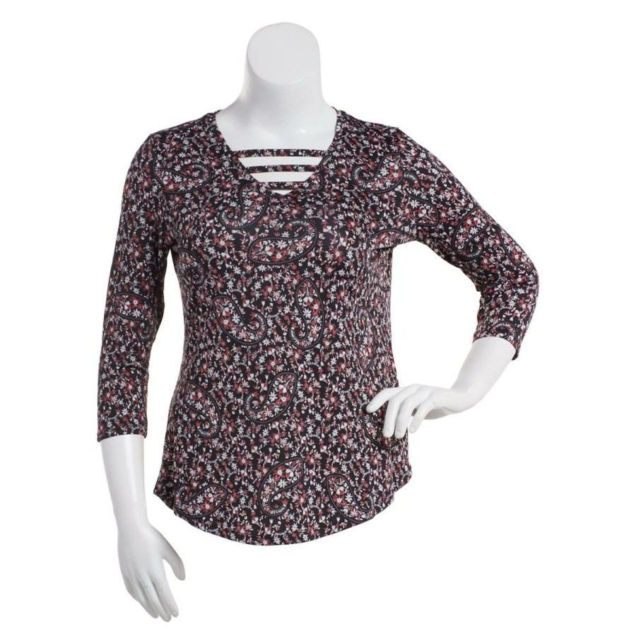 Online * Hot Sale Tops Womens Emaline Key Items 3/4 Sleeve Paisley Top Black/Multi