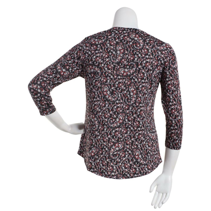 Online * Hot Sale Tops Womens Emaline Key Items 3/4 Sleeve Paisley Top Black/Multi