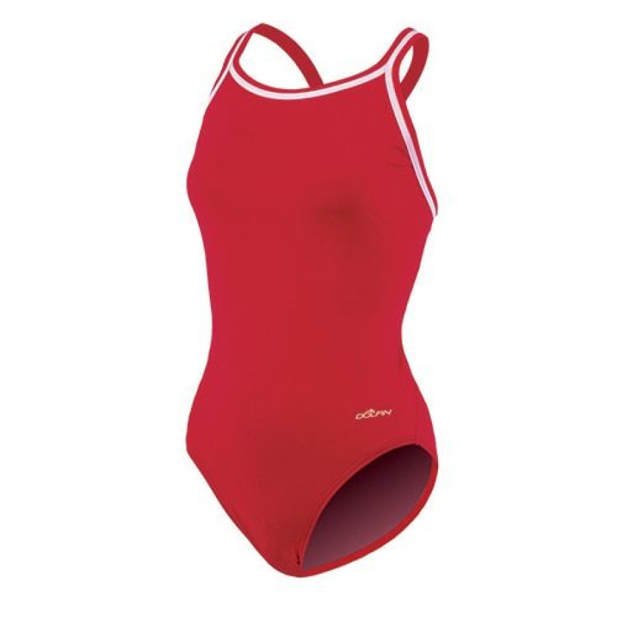 Best * Budget Womens Dolfin Team Solid Dbx Back One Piece Swimsuit Red