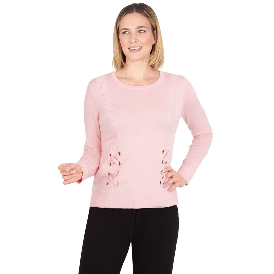 New * Cheapest Sweaters & Cardigans Petite Emaline Alberta Long Sleeve Solid Pullover Sweater Light-Pink