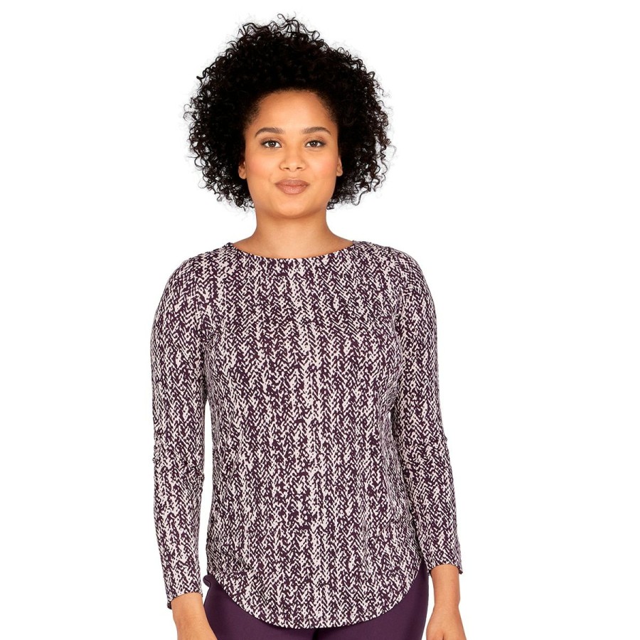 Online * Cheapest Tops Plus Size Emaline Long Sleeve Textured Top Egg/Multi