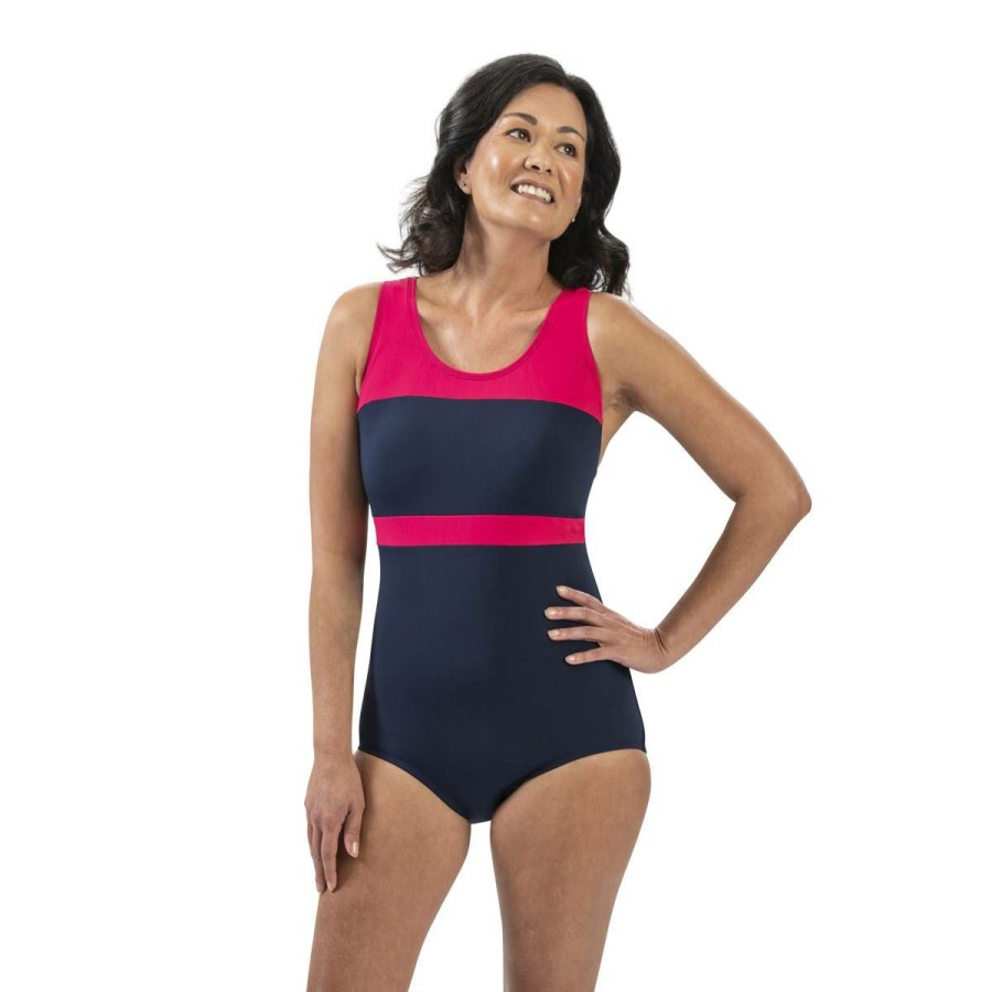 Online * Best Pirce One Piece Womens Dolfin Aquashape Color Block Conservative Swimsuit