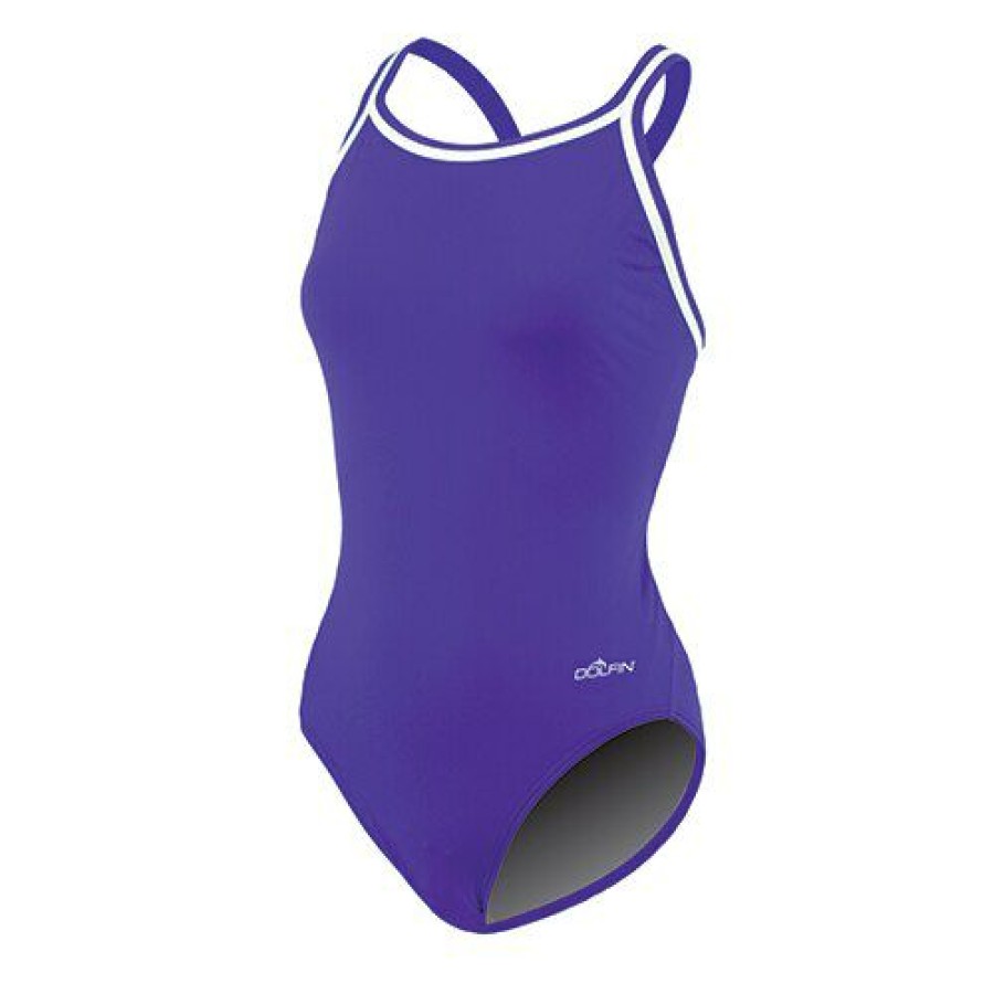 New * Coupon Womens Dolfin Team Solid Dbx Back One Piece Swimsuit Purple