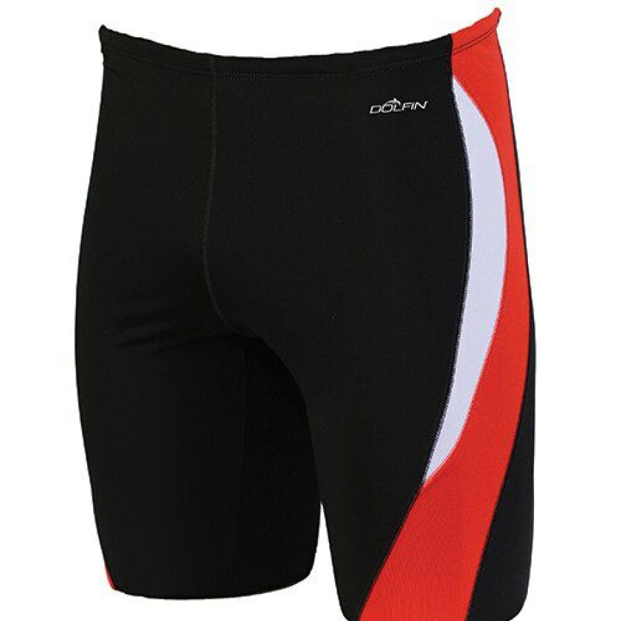 Wholesale * Cheap Swimsuits Mens Dolfin All Poly Panel Swim Trunks Black/Red/White Black-/-Red-/-White