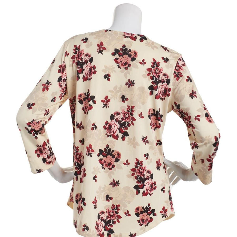 Wholesale * Discount Tops Womens Emaline Key Items 3/4 Sleeve Criss Cross V-Neck Top Vanilla/Multi