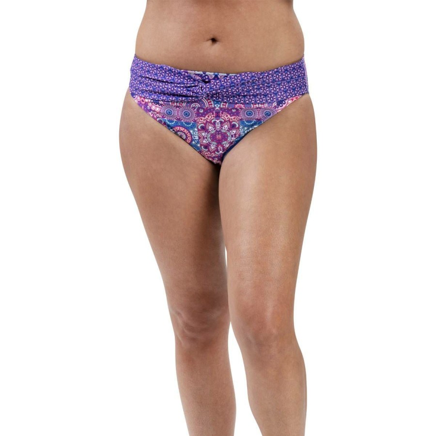 Online * Best Sale Womens Dolfin Aquashape Contemporary Patchwork Swim Bottoms Purple/Multi