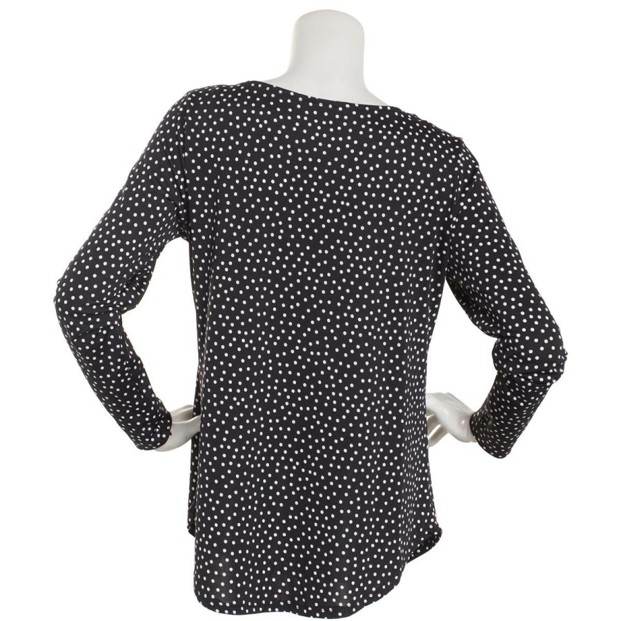 New * Best Deal Tops Womens Emaline Long Sleeve Micro Dot Boat Neck Top