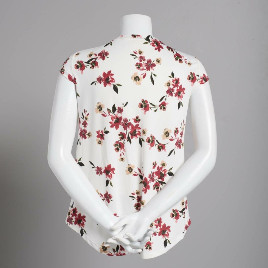 Best * Coupon Tops Womens Emaline Cap Sleeve Tossed Floral Round Neck Blouse Vanilla/Multi