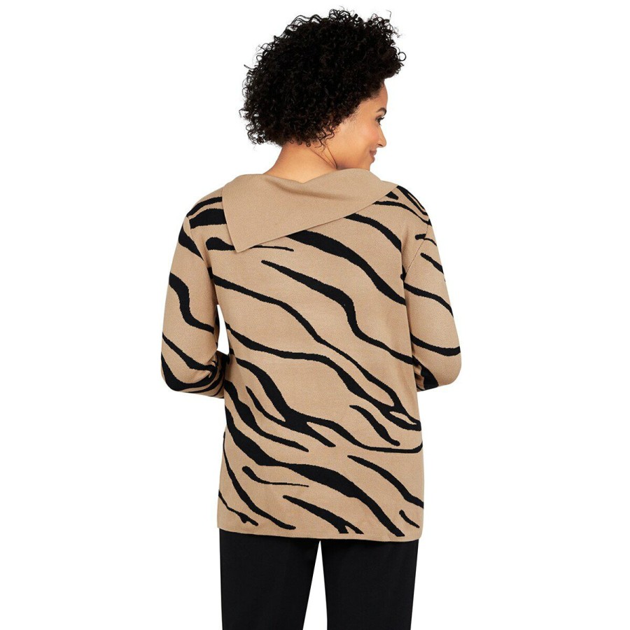 New * Cheap Sweaters & Cardigans Womens Emaline Alberta Long Sleeve Tiger Pullover Sweater Camel/Multi