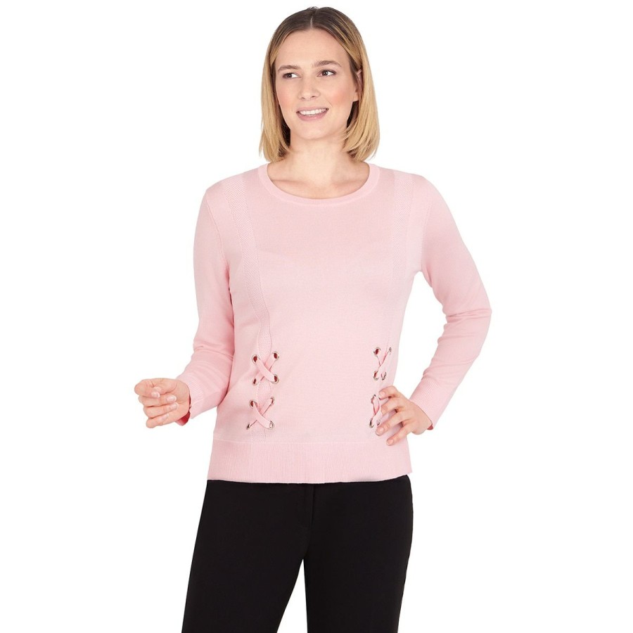 New * Hot Sale Sweaters & Cardigans Plus Size Emaline Alberta Long Sleeve Solid Pullover Sweater Light-Pink