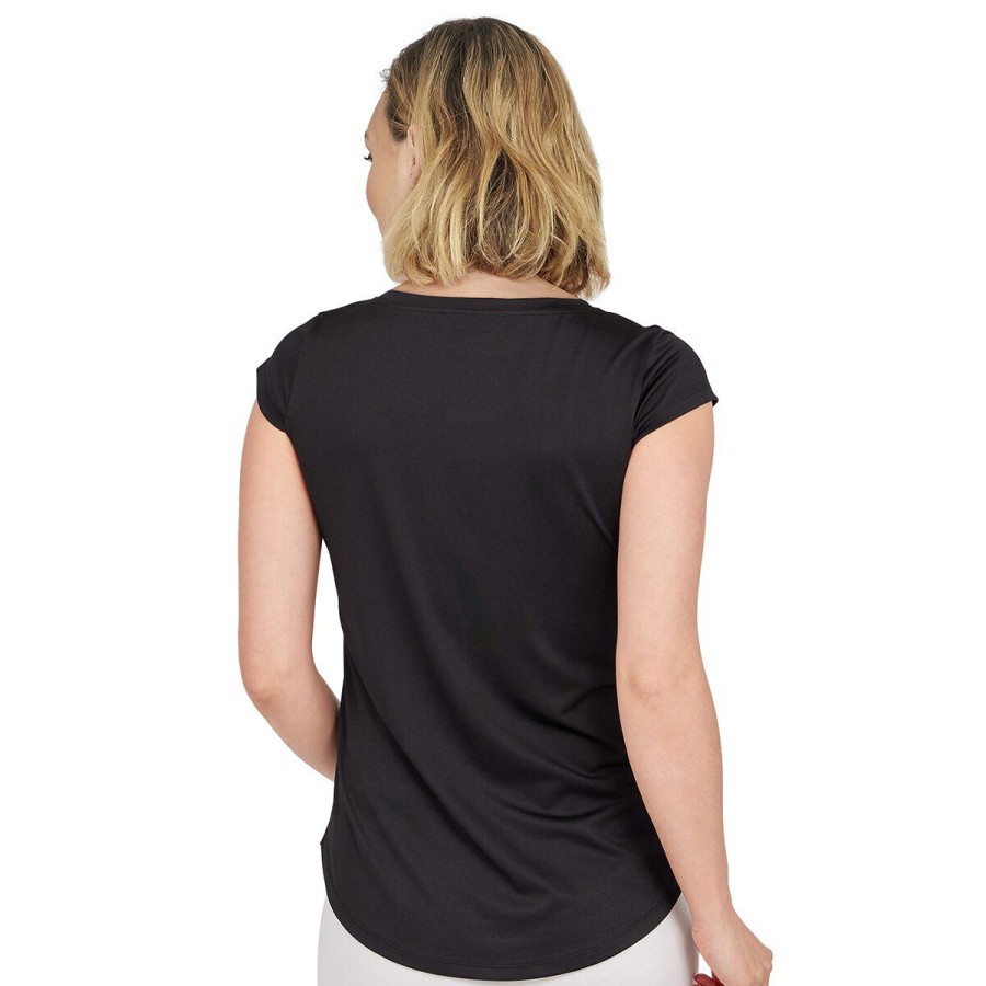 Online * Best Sale Womens Emaline Easy Knit Tops Solid Cap Sleeve Round Neck Top Black