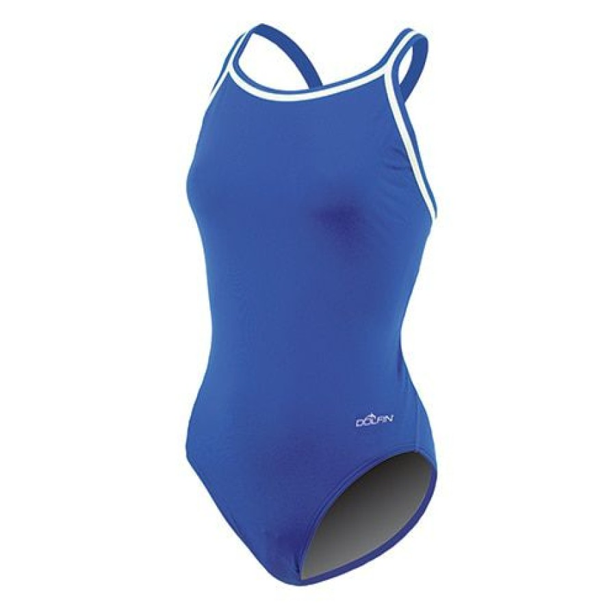 Hot * Budget Womens Dolfin Team Solid Dbx Back One Piece Swimsuit Royal