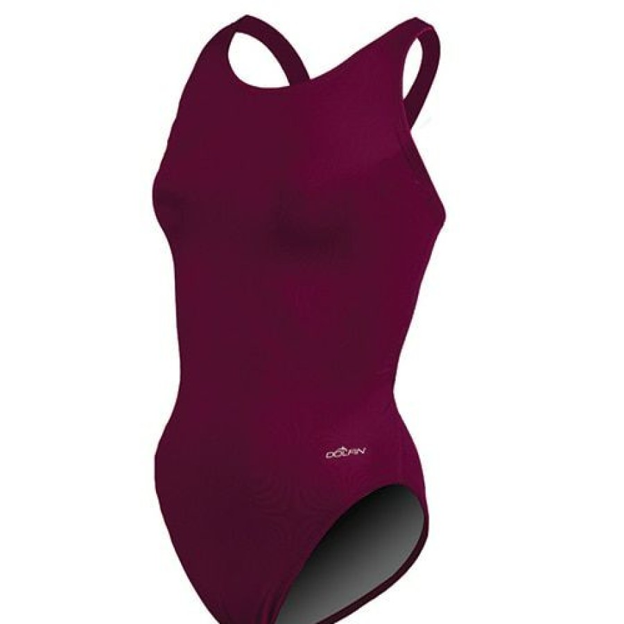 Hot * Top 10 Womens Dolfin Team Solid Hp Back One Piece Swimsuit Maroon