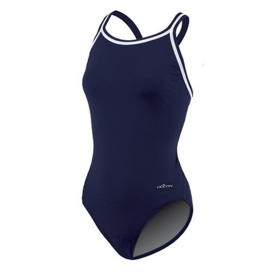 Online * Best Pirce Womens Dolfin Team Solid Dbx Back One Piece Swimsuit Navy