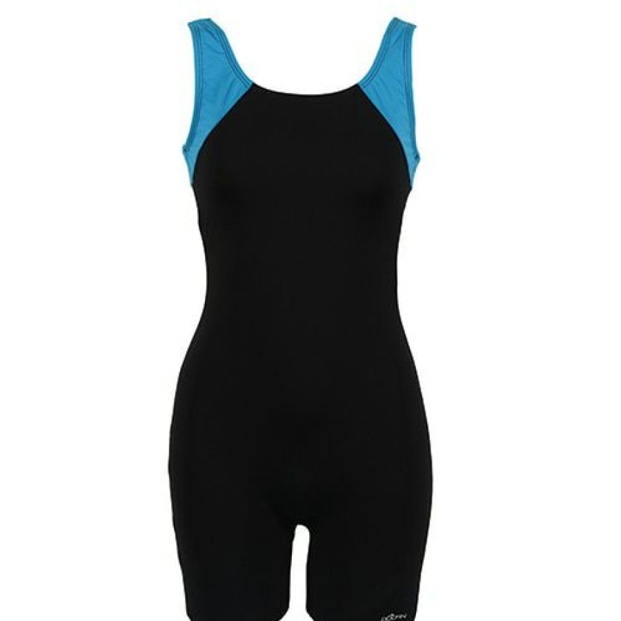 Hot * Cheap Womens Dolfin Aquatard Color Block One Piece Swimsuit Blk/Turq Black/Turquoise